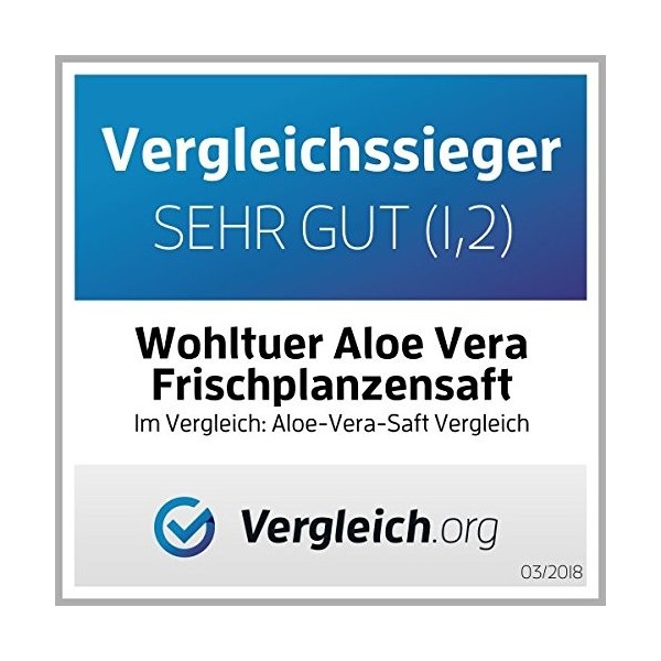 Wohltuer, Jus de plantes fraîches dAloe Vera en qualité bio, 100% jus direct en bouteille verre 1l