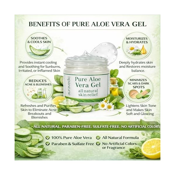 Auravedic Gel daloe vera naturel pur, 100 g