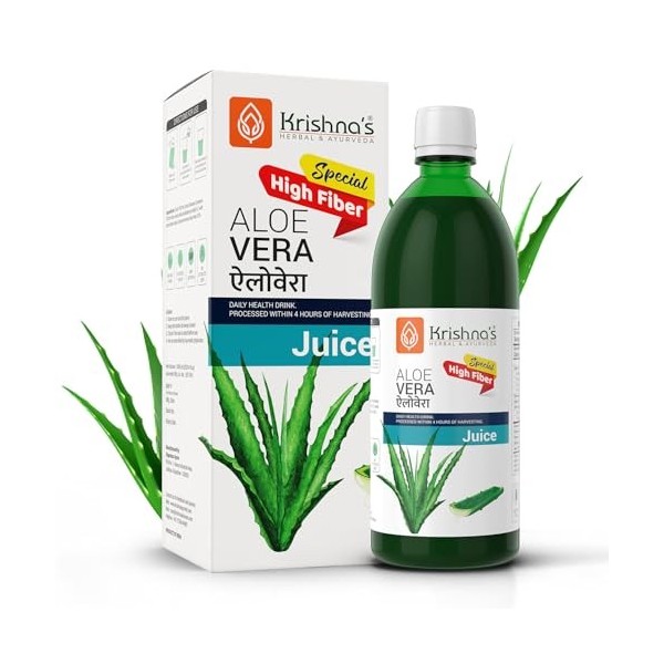 Krishnas Special Aloe Vera High Fiber Juice - 1 l Pack of 1 | From Deserts of Rajasthan | Sugar free | Daily Health Drink 