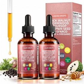 Black Walnut Drops, Mélange Coque De Noyer Noir Armoise Girofle Graines De Courge Origan Ail, Liquide Sans Alcool 2PCS Aloe ...