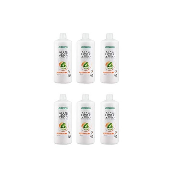 NB24 Versand 80756-81 Lot de 6 flacons de gel à boire à laloe vera pêche 6 x 1000 ml