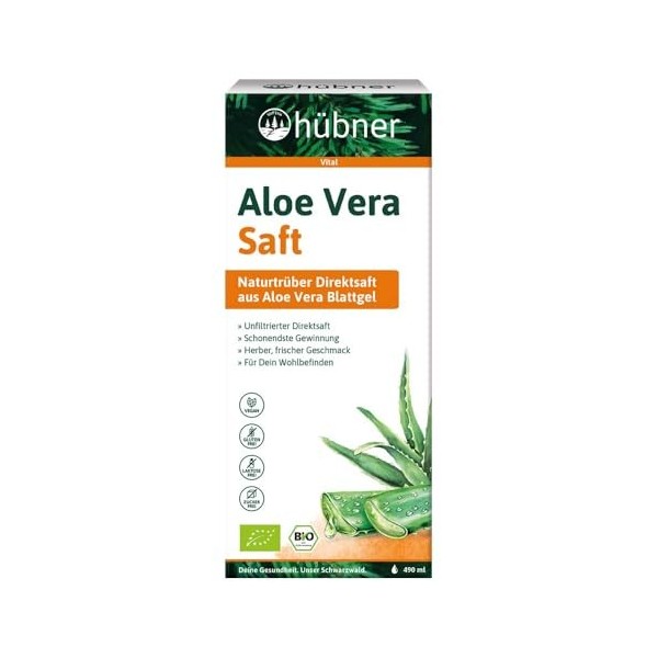 hübner Aloe Vera Jus de plantes bio naturellement trouble 490 ml 6 Aloe Vera