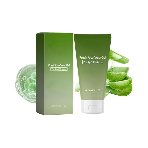 YZXFC Gel d’Aloe Vera. Gel d’Aloe Vera hydratant et apaisant pour Les Soins Contre Les Coups de Soleil