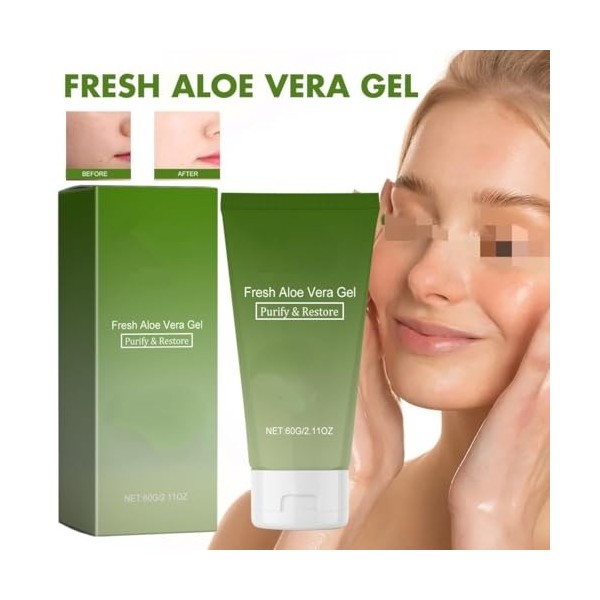 YZXFC Gel d’Aloe Vera. Gel d’Aloe Vera hydratant et apaisant pour Les Soins Contre Les Coups de Soleil