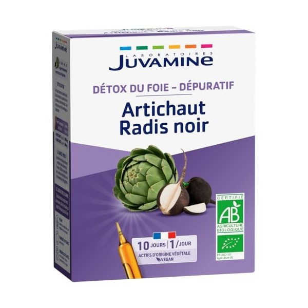 JUVAMINE - Artichaut Radis Noir - Detox du foie - Dépuratif – Bien-être du foie - Détoxification - Confort Intestinal - 10 am