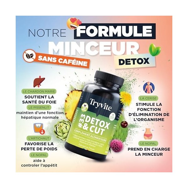 Coupe Faim Puissant et Efficace | Detox Colon Intensif Pour Perte de Poids Rapide et Efficace avec Chardon Marie | TRYVITE DE