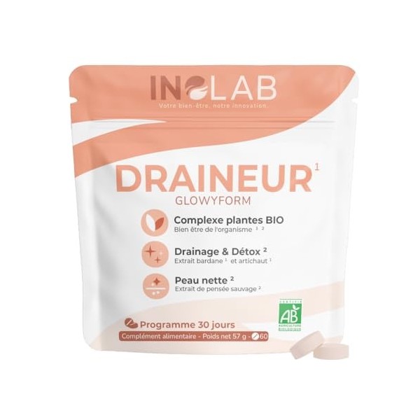 INOLAB I Draineur Bio Puissant I Triple Detox - Foie + Reins + Peau I Perte de Poids -Peau nette - Boost le Métabolisme I Fab