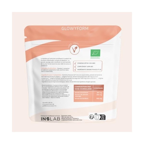 INOLAB I Draineur Bio Puissant I Triple Detox - Foie + Reins + Peau I Perte de Poids -Peau nette - Boost le Métabolisme I Fab