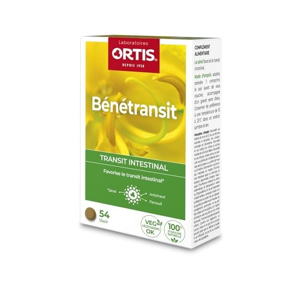 Ortis - Benetransit 54 Comprimés - Complément Alimentaire pour Favoriser le Transit Intestinal et Faciliter la Digestion - En