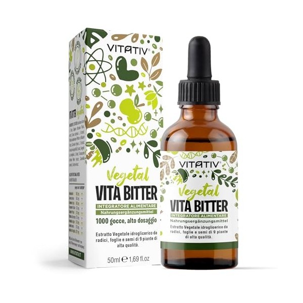 Vita Bitter - Extrait de plante amère 100 % naturelle à partir de 9 plantes, effet de saturation amer pour réduire lappétit 