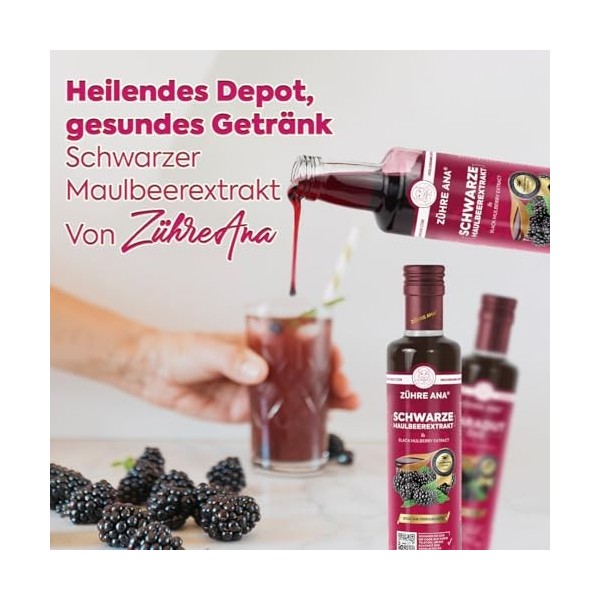 Zühre Ana Extrait de mûrier noir - Antioxydant naturel, sirop de mûre - Pour la glycémie, la santé bucco-dentaire - Boissons ...