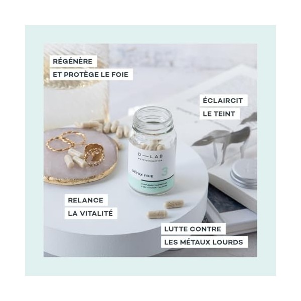 D-LAB Détox Foie | 1 Mois | Dépollution Rapide et Élimination des Métaux Lourds avec Artichaut, Chardon-Marie, Pissenlit et D
