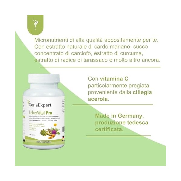 SanaExpert LeberVital Pro | PURIFICATION DU FOIE ET ​​DES REINS | aux extraits de chardon-Marie, dartichaut et de curcuma 1