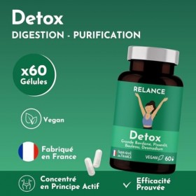 Detox, Digestion, Ventre plat - Pissenlit, Bouleau, Bardane, Desmodium - Complément alimentaire à base de plantes - Relance N