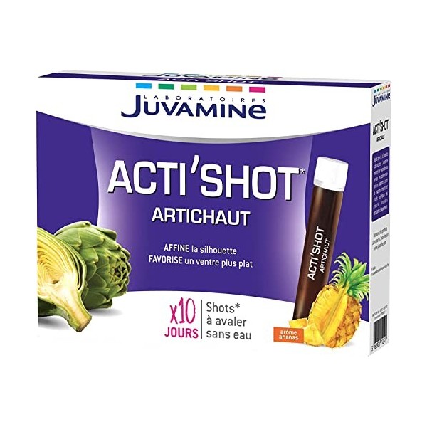 JUVAMINE - Expert ventre plat - Acti Shot 3 en 1 - Artichaut Minceur - Elimine, détoxifie, ventre plat - 10 jours - Arôme an ...