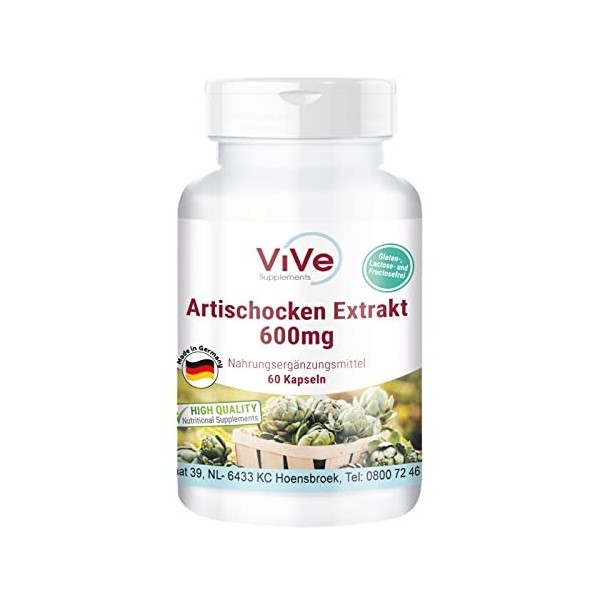 Extrait dartichaut 600mg - 60 gélules - extrait standardisé avec 2,5% de cynarine - hautement dosé et végétalien | Qualité e