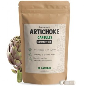 Cupplement Artichoke 60 gélules Extrait 10:1 500 MG par gélule - Artichaut - Intestin - Digestif - Respiratoire - Détox - Pea