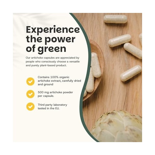 Cupplement Artichoke 60 gélules Extrait 10:1 500 MG par gélule - Artichaut - Intestin - Digestif - Respiratoire - Détox - Pea