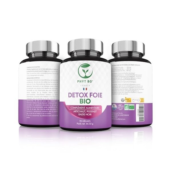 Cure detox foie naturelle. Soutient le bien-être du foie et soulage la digestion difficile, contient de lartichaut, radis no