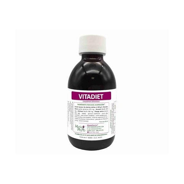 Vitadiet 250ml - Complément Alimentaire Liquide à Base de Chardon Marie, Romarin, Artichaut et Orange Amère
