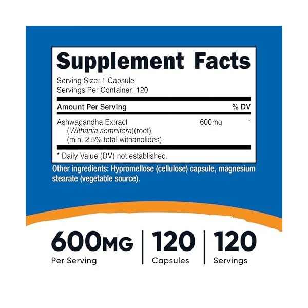 Nutricost Ashwagandha 600 mg, 120 gélules