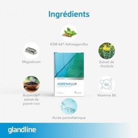 Cortisol - Ashwagandha et Rhodiola Rosea - Magnesium, Piperina et Vitamine B6-60 Gélules - Adrenalux Sensilab Ashwagandha