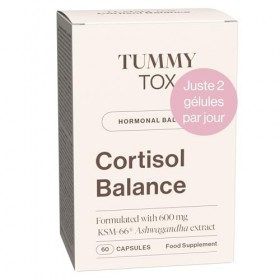 Cortisol Balance - 600 mg Ashwagandha KSM 66, Rhodiola Rosea avec Magnésium, Vitamine B6 et B5 - par Tummy Tox Ashwagandha