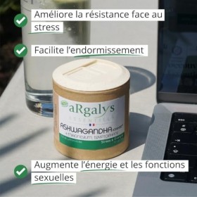 Ashwagandha Breveté KSM-66™ + Magnésium et Tryptophane - Extra Fort : 5% withanolides - Stress, Sommeil, Énergie, Bien-Être -