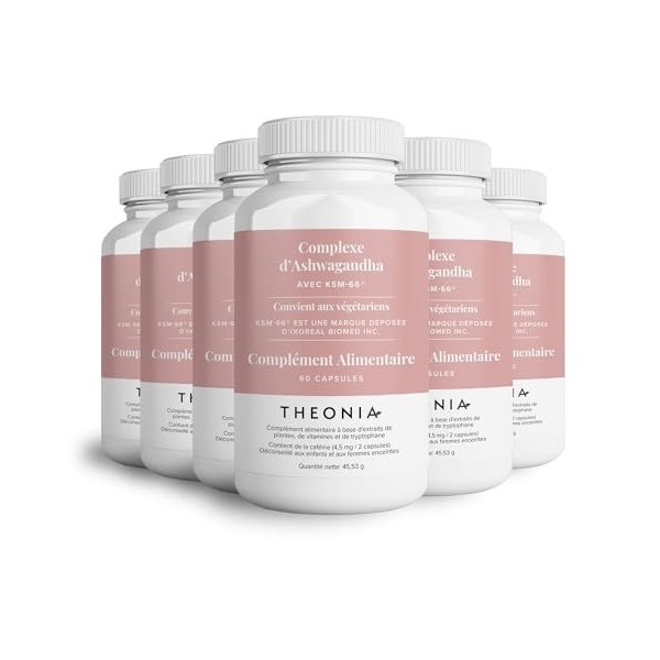 Theonia Ashwagandha Complex 9000 mg KSM-66 Supplément haute résistance pour lhumeur et lénergie, lanxiété, le stress - Nat As...