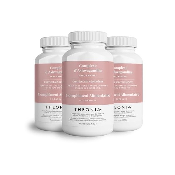 Theonia Ashwagandha Complex 9000 mg KSM-66 Supplément haute résistance pour lhumeur et lénergie, lanxiété, le stress - Nat As...