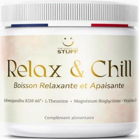Relax & Chill Boisson Relaxation Anti-Stress/Ashwagandha KSM-66, L theanine, Magnesium Bisglycinate & Vitamine D/Baisse Corti