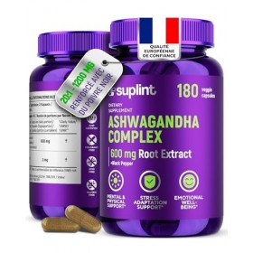 Ashwagandha en gélules – 600 mg d’extrait de racine avec 5% de withanolides – haute concentration – 180 gélules véganes – tes...