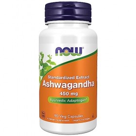 Now Foods, Ashwagandha, Extrait de Racine, 450 mg, 90 Capsules végétaliennes, Testé en Laboratoire, Végétal, Sans Gluten, San