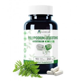 ALZURO LABS Polypodium Leucotomos - Extrait 10:1 Eq à 2,400 mg | 90 gélules végétaliennes | Soutient la santé et la protect