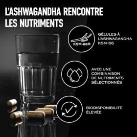 ESN Ashwa +, ashwagandha hautement dosé, KSM 66® breveté, 120 gélules, avec magnésium, vitamine B6 et zinc - fabriqué en Alle