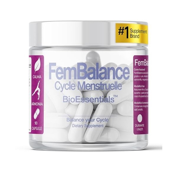 BioEssentials FemBalance® Complément Naturel de Soutien Prémenstruel pour Femmes – Équilibre du Cycle Menstruel & Soulagement