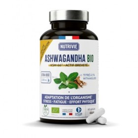 Ashwagandha Bio KSM-66® - 1200 mg - 5% de Withanolides - Gélules Végétales - Stress - Energie - Sommeil - 60 Gélules - Fabriq