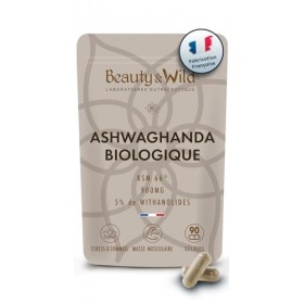 Ashwagandha Bio KSM-66®, 90 Gélules Vegan - 900mg/Jour - Fabriqué en France - Ginseng Indien Extra Fort, Anti-Stress, Muscula