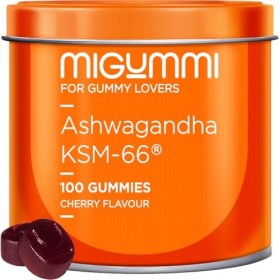 Gommes Ashwagandha - 100 Gummies au goût naturel de cerise - Withania Somnifera - Ashwagandha KSM-66 - Anxiété, Anti-stress, 