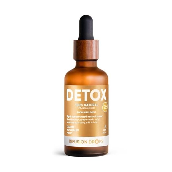 WOW TEA Detox Infusion Drops - Extraits dherbes 100 % naturels pour le nettoyage du corps, le drainage et le ventre plat - V