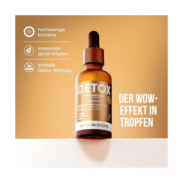 WOW TEA Detox Infusion Drops - Extraits dherbes 100 % naturels pour le nettoyage du corps, le drainage et le ventre plat - V