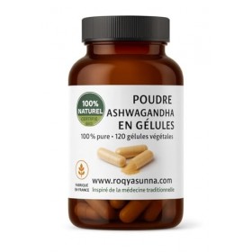 Ashwagandha Bio 120 Gélules Végétales – 100% Naturel, Vegan, Fabriqué en France – Complément Alimentaire par Roqyasunna
