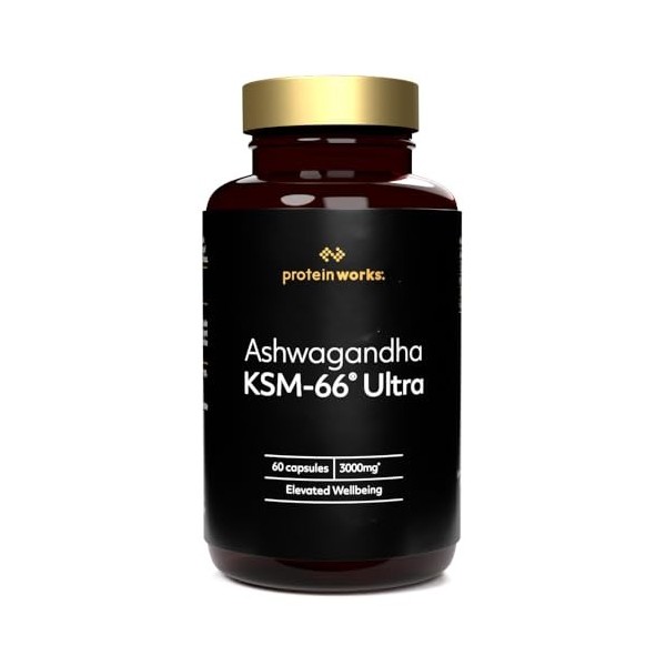 Ashwagandha KSM-66 Ultra, Formule Premium Haute Puissance 3000mg, Extrait dAshwagandha KSM-66 Bio 250mg, Enrichi en Vitamine