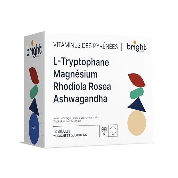 L-Tryptophane Magnésium Ashwagandha Rhodiola – Gestion de l’Équilibre Émotionnel et de l’Énergie, 4 Compléments en 1 Paquet p