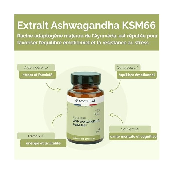 Ashwagandha BIO KSM-66® – Extrait Breveté Full Spectrum – 1200 mg – Gestion du Stress, Sommeil, Vitalité, Fertilité – Régulat