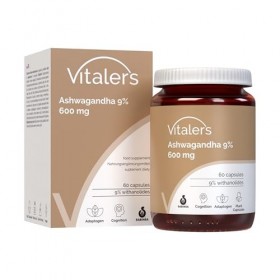 Ashwagandha 9% 600 mg de Vitalers - 60 gélules, végétalien, 2 mois de supplémentation, sans conservateurs, composition pure