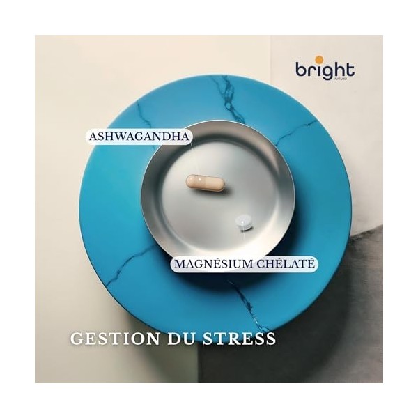 Ashwagandha avec magnésium + gestion du stress, 2 suppléments en 1 paquet pour Relaxation et équilibre mental I 28 doses quot