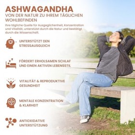 Alzuro Labs Ashwagandha | 10 000 mg équivalent 500 mg dextrait 20:1 | 120 capsules végétaliennes | Soutien au stress, à l