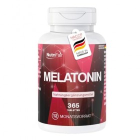 Mélatonine 0,5mg - 365 Comprimés - Hautement Dosé - 100% Végétalien - Production allemande & Tests en laboratoire - NutriFair