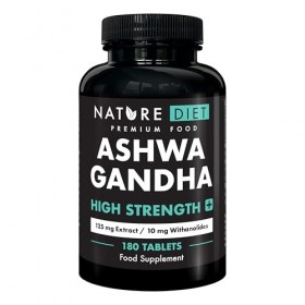 Ashwagandha High Strength PLUS | 125 mg d’extrait de racine avec 10 mg de withanolides | 180 comprimés véganes | Cure de 6 mo